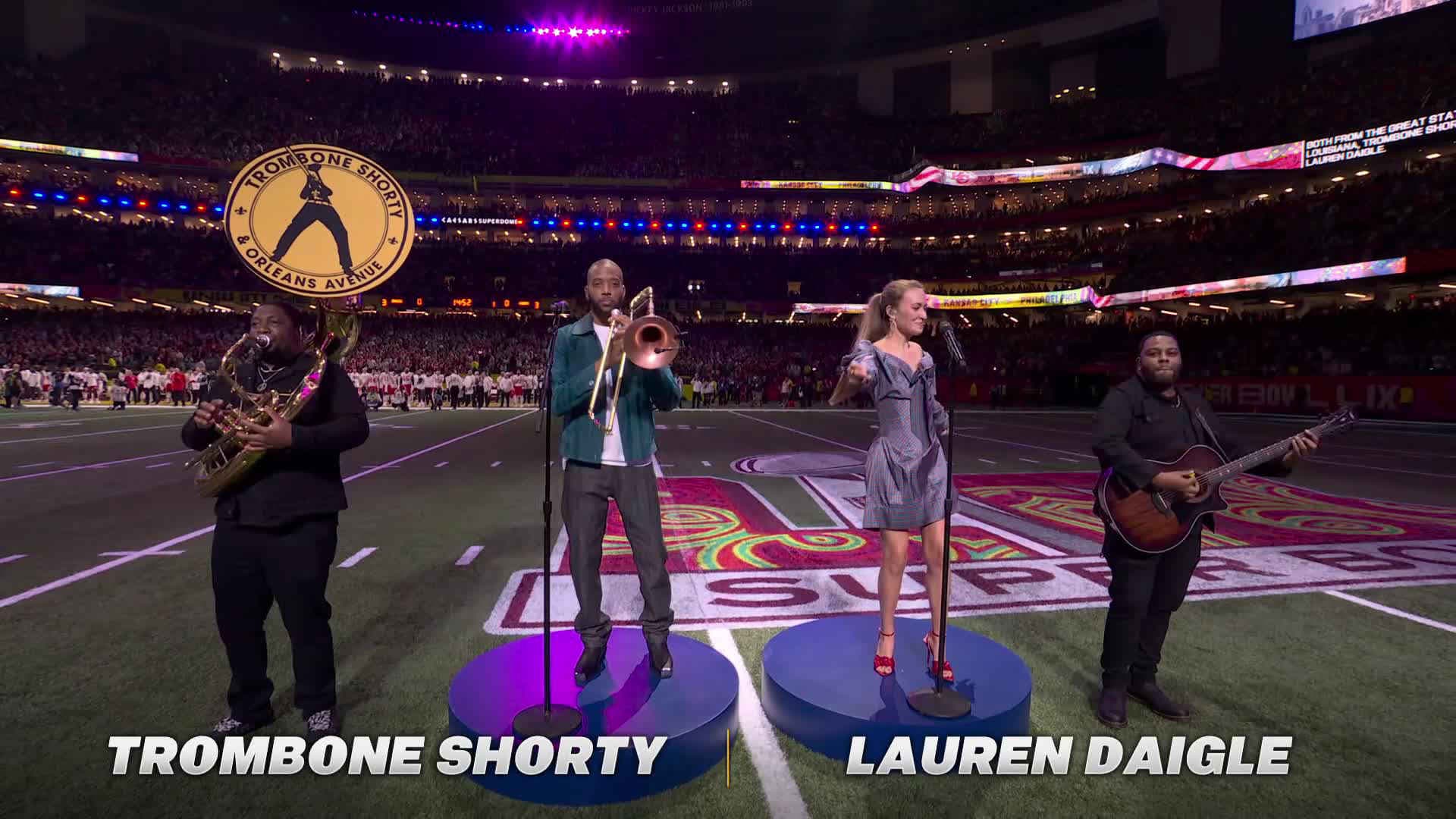 Lauren Daigle apresenta “America The Beautiful” com Trombone Shorty no Super Bowl LIX