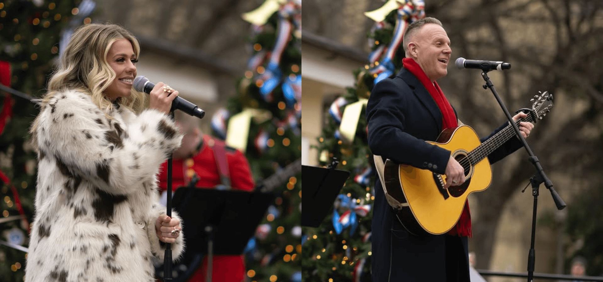 Anne Wilson e Matthew West lideram momento de louvor em culto de Natal na Casa Branca